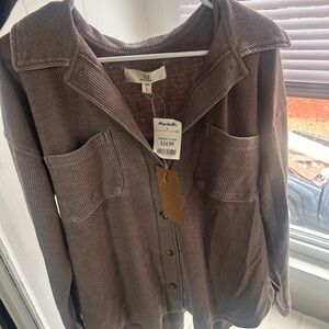 Marshalls Chocolate Brown Corduroy Button-Up Shacket